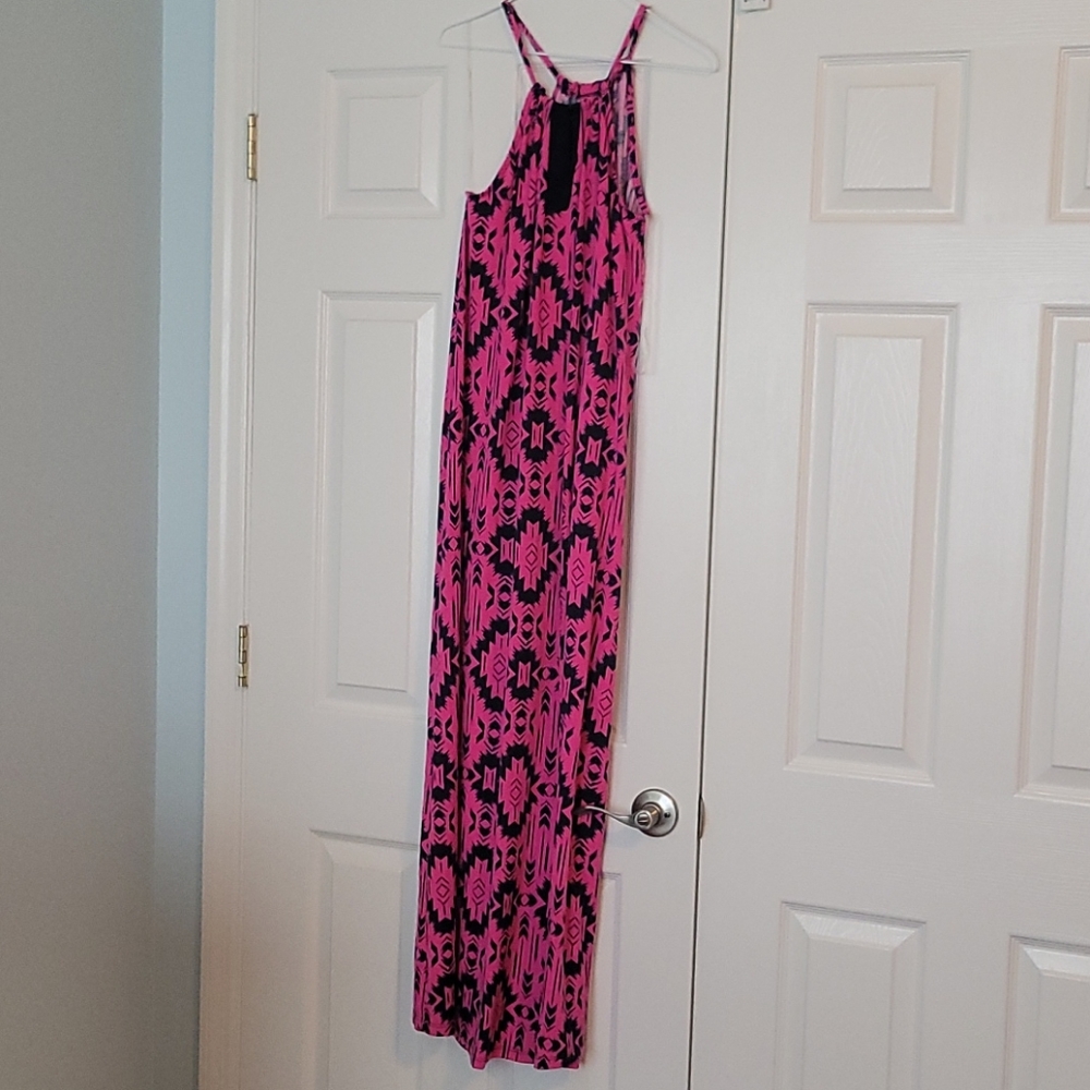 Pink/Navy maxi dress